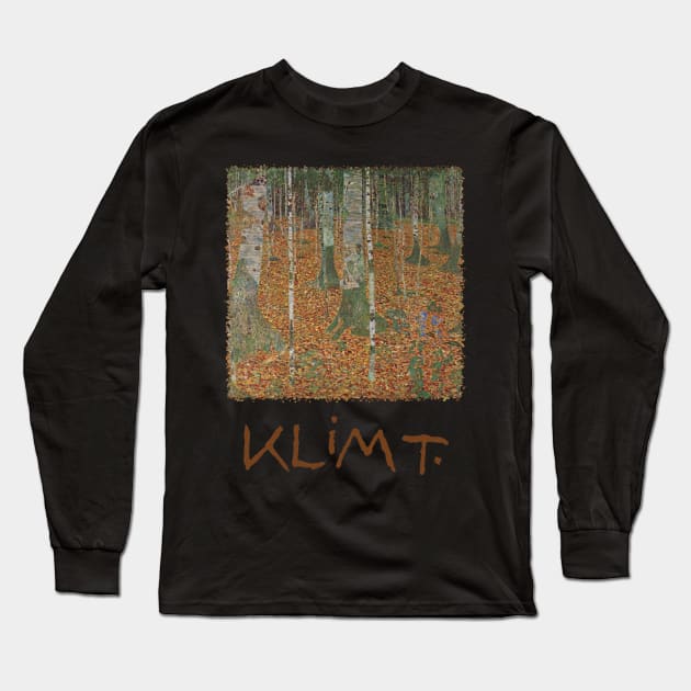 Birch Forest by Gustav Klimt Long Sleeve T-Shirt by MasterpieceCafe